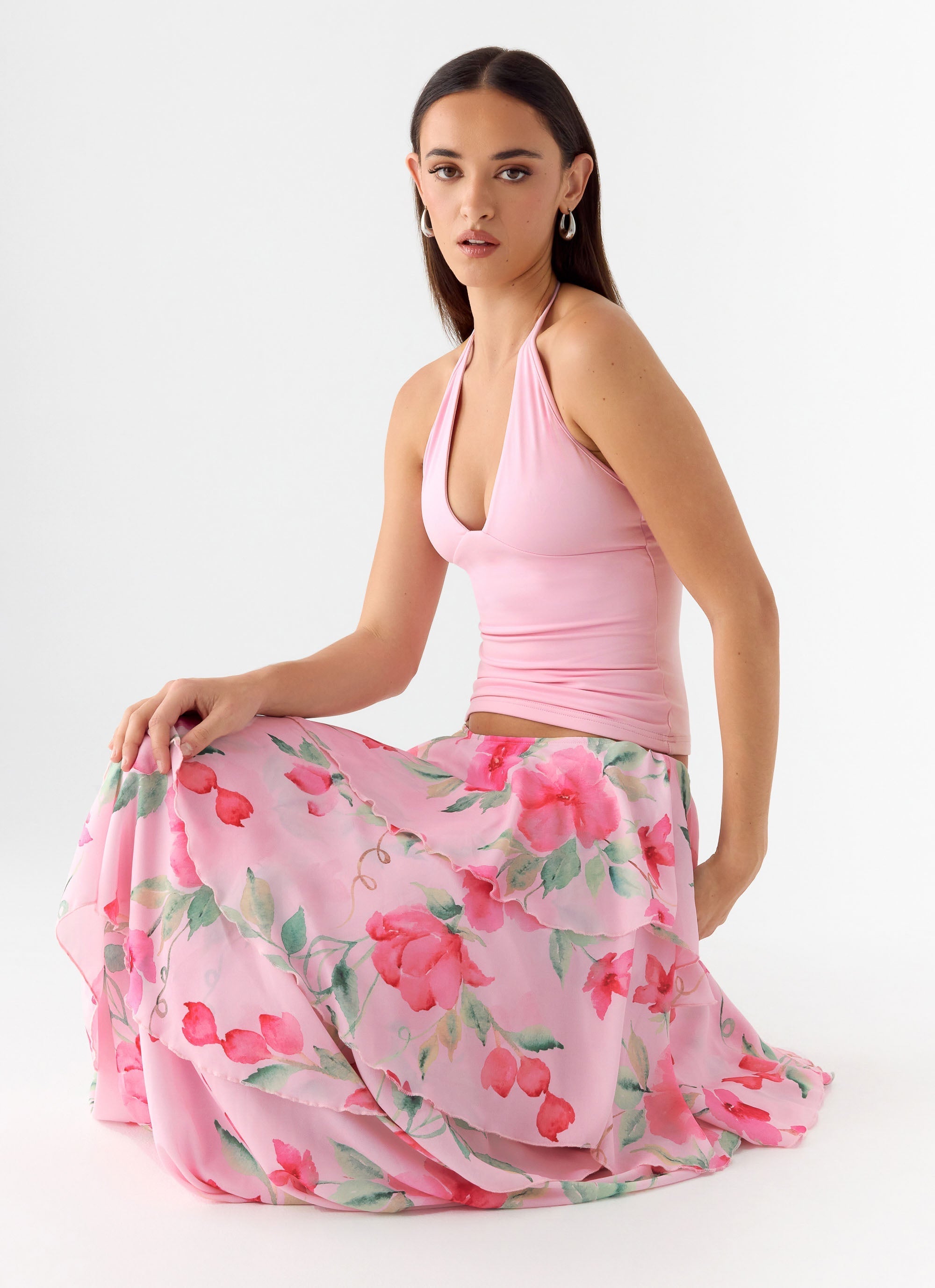 Roll Out Halter Top - Petal Pink