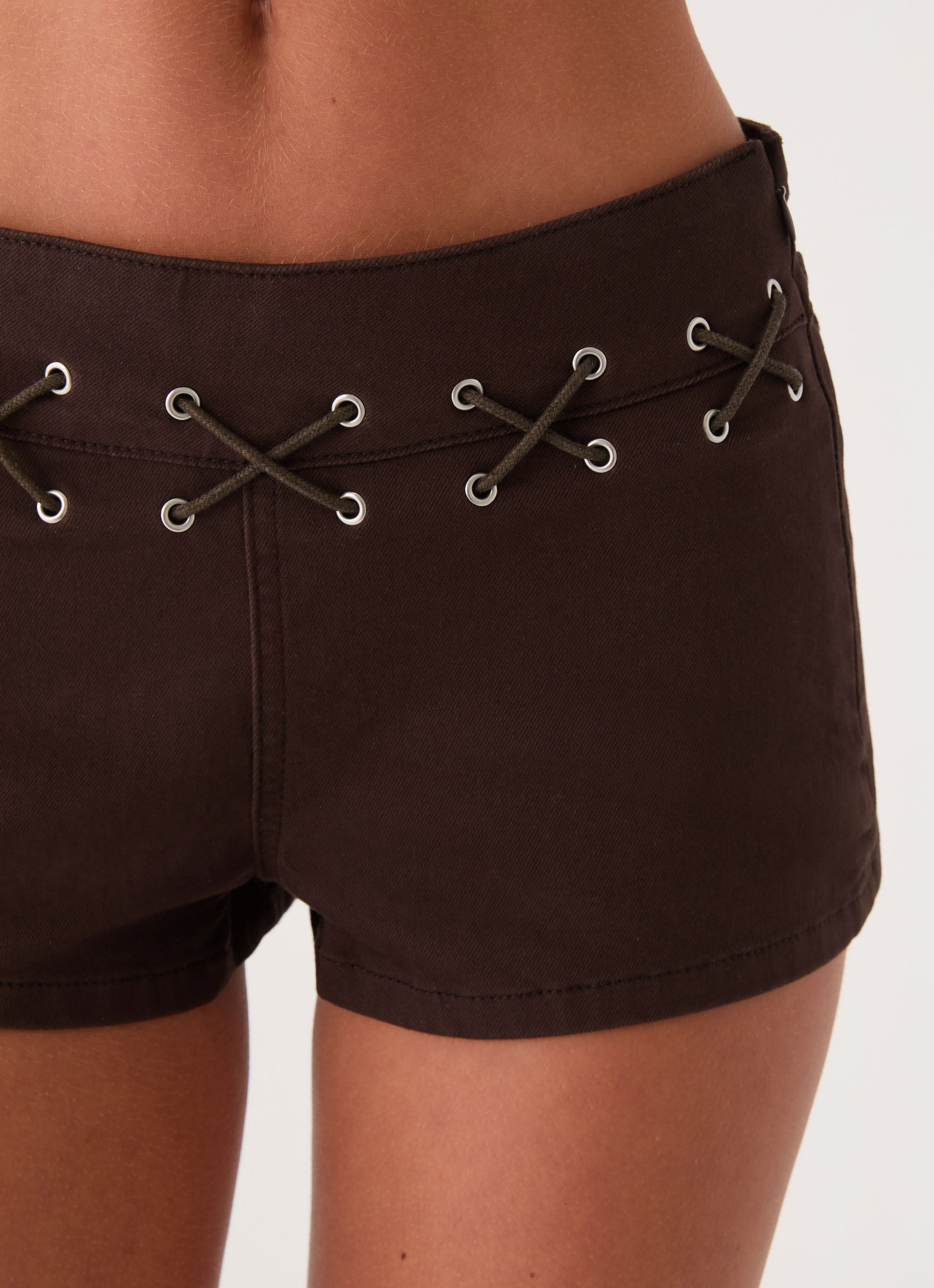 Rowenah Denim Mini Shorts - Chocolate