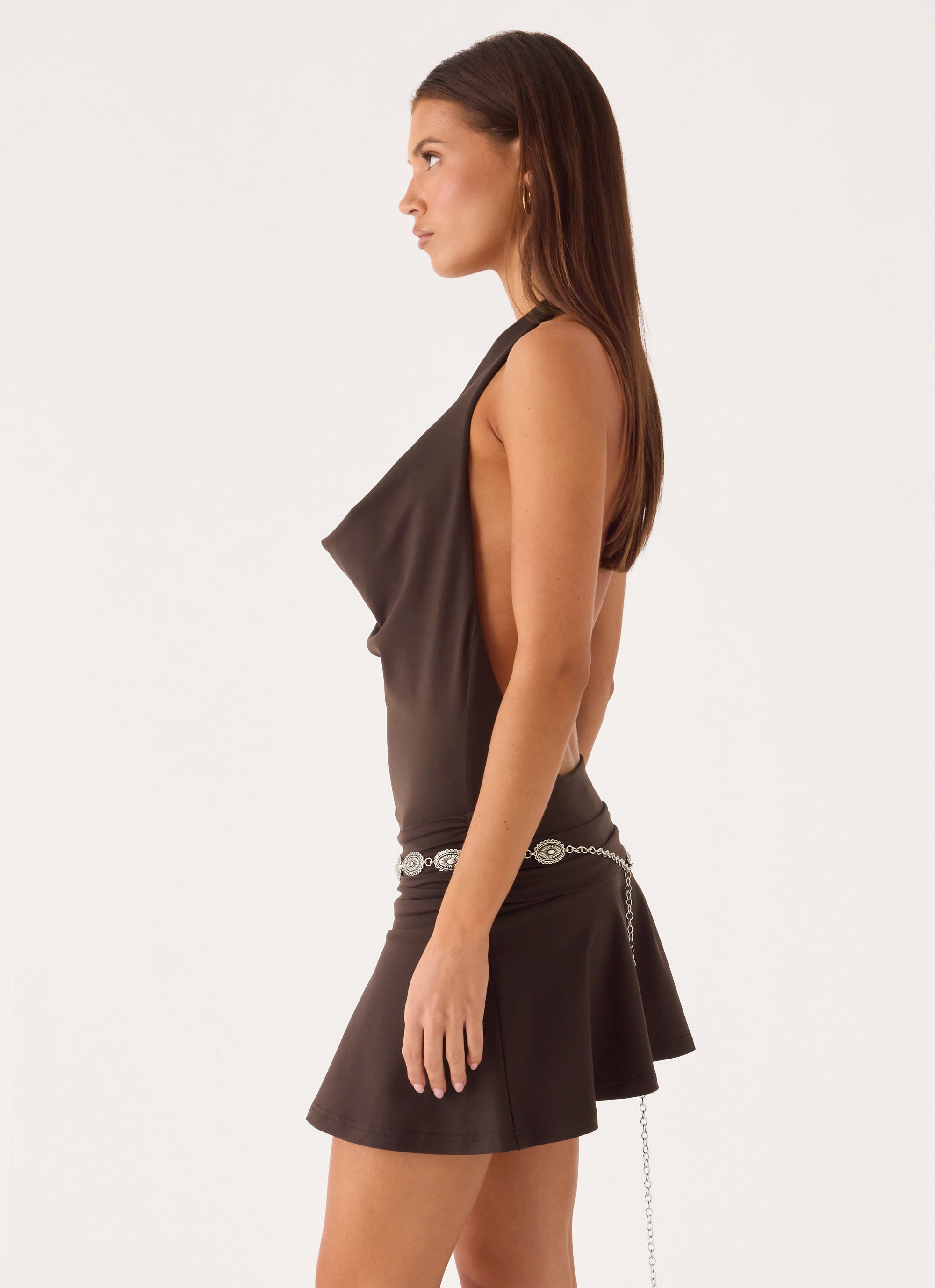 Rude Love Belt Mini Dress - Chocolate