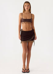 Sahana Beaded Mini Skirt - Chocolate