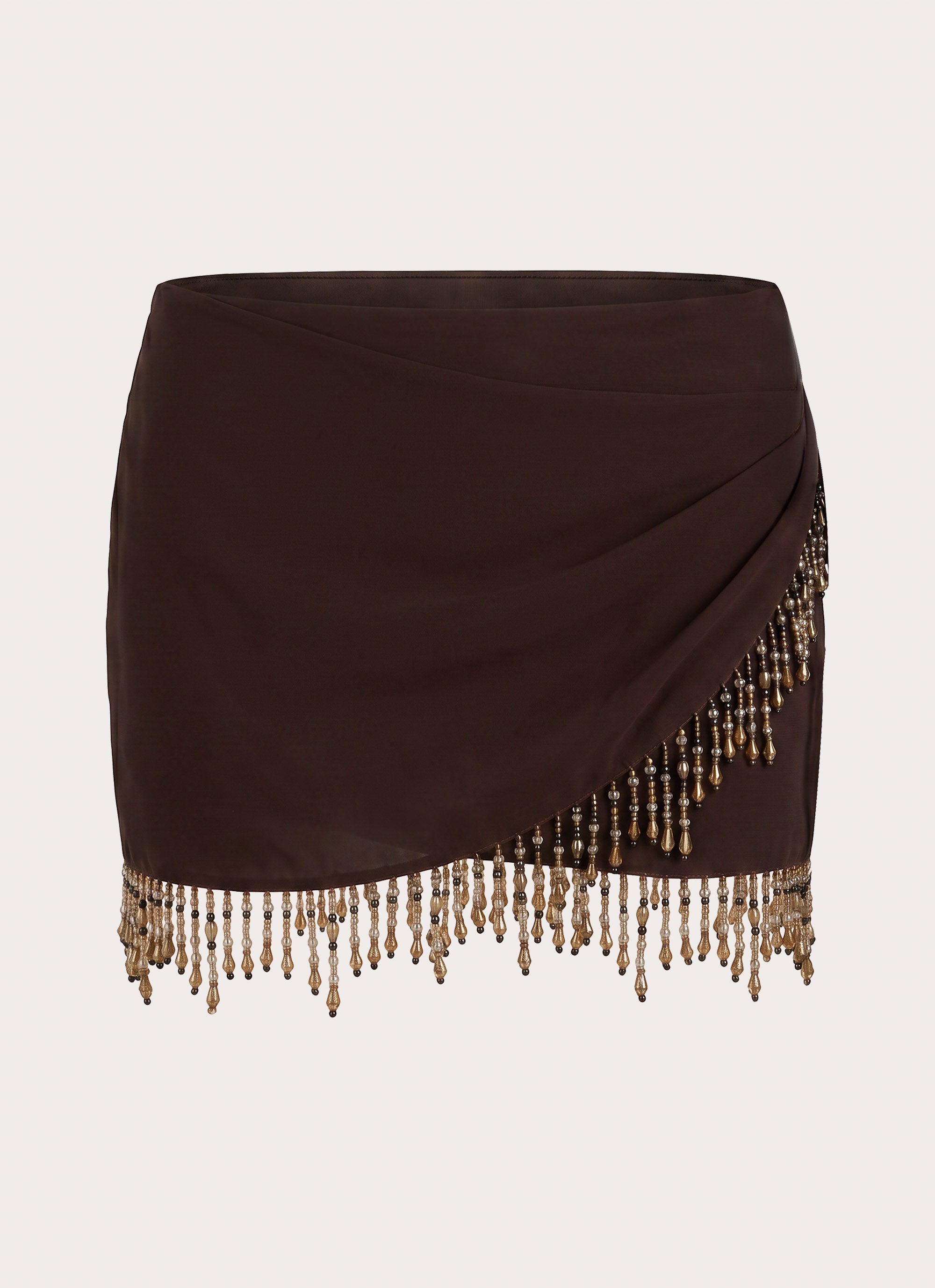 Sahana Beaded Mini Skirt - Chocolate