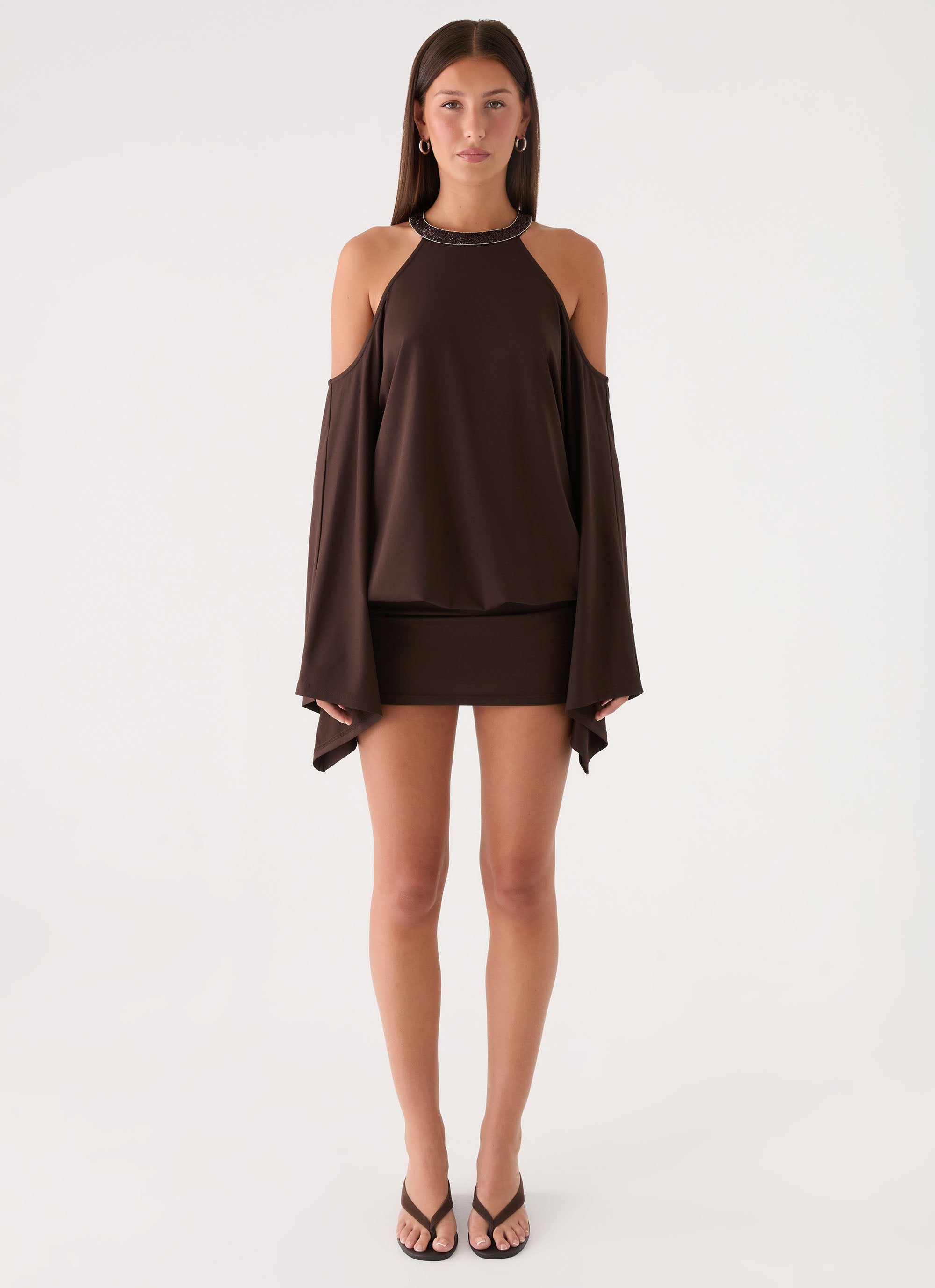 Sanah Long Sleeve Mini Dress - Chocolate