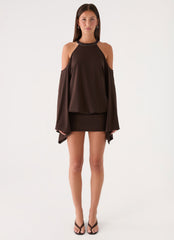 Sanah Long Sleeve Mini Dress - Chocolate