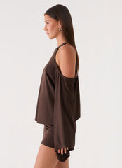 Sanah Long Sleeve Mini Dress - Chocolate