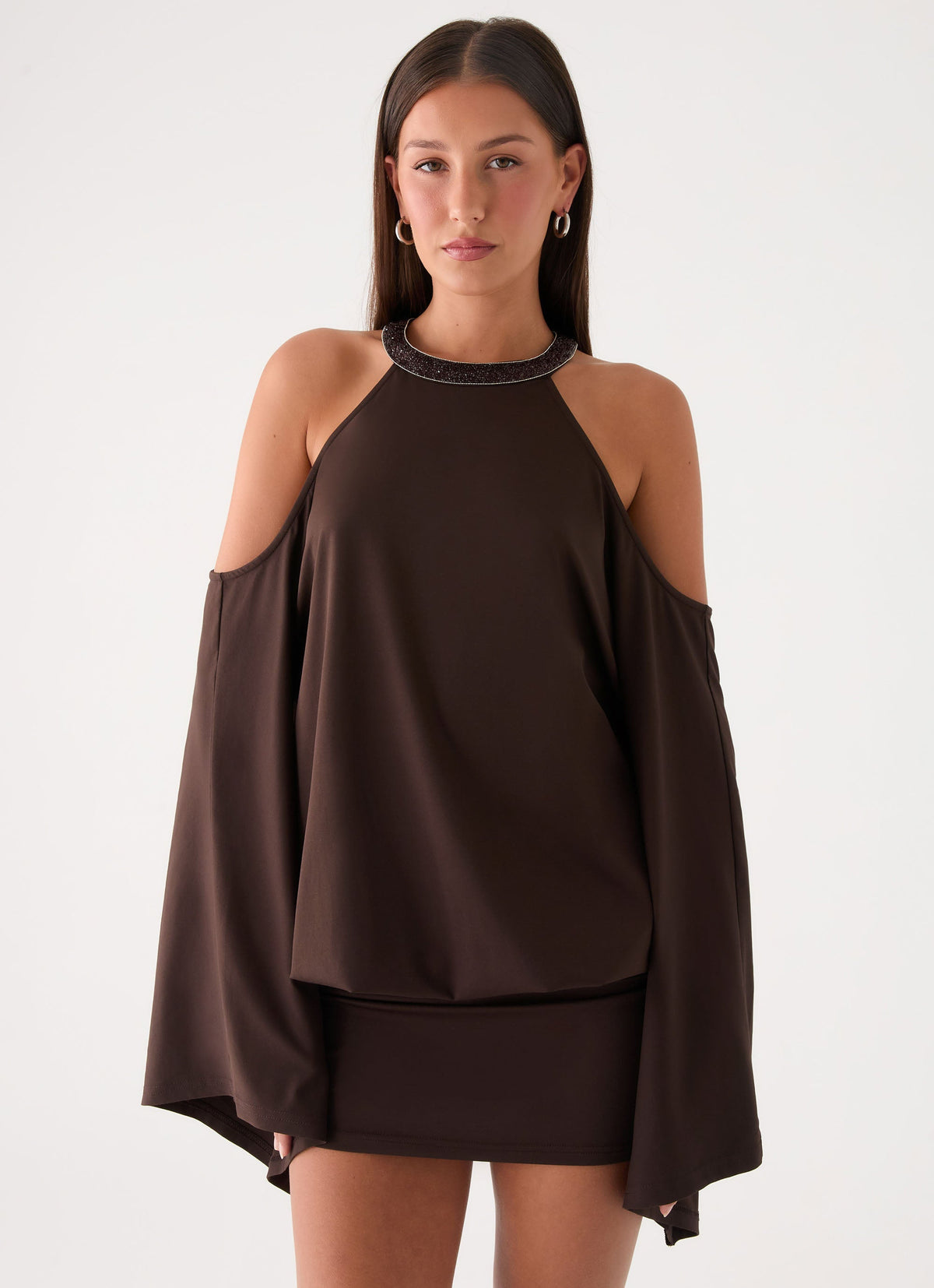 Sanah Long Sleeve Mini Dress - Chocolate
