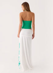 Sarinda Maxi Dress - Green White Tropic Floral Print