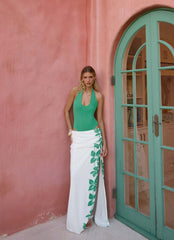 Sarinda Maxi Dress - Green White Tropic Floral Print