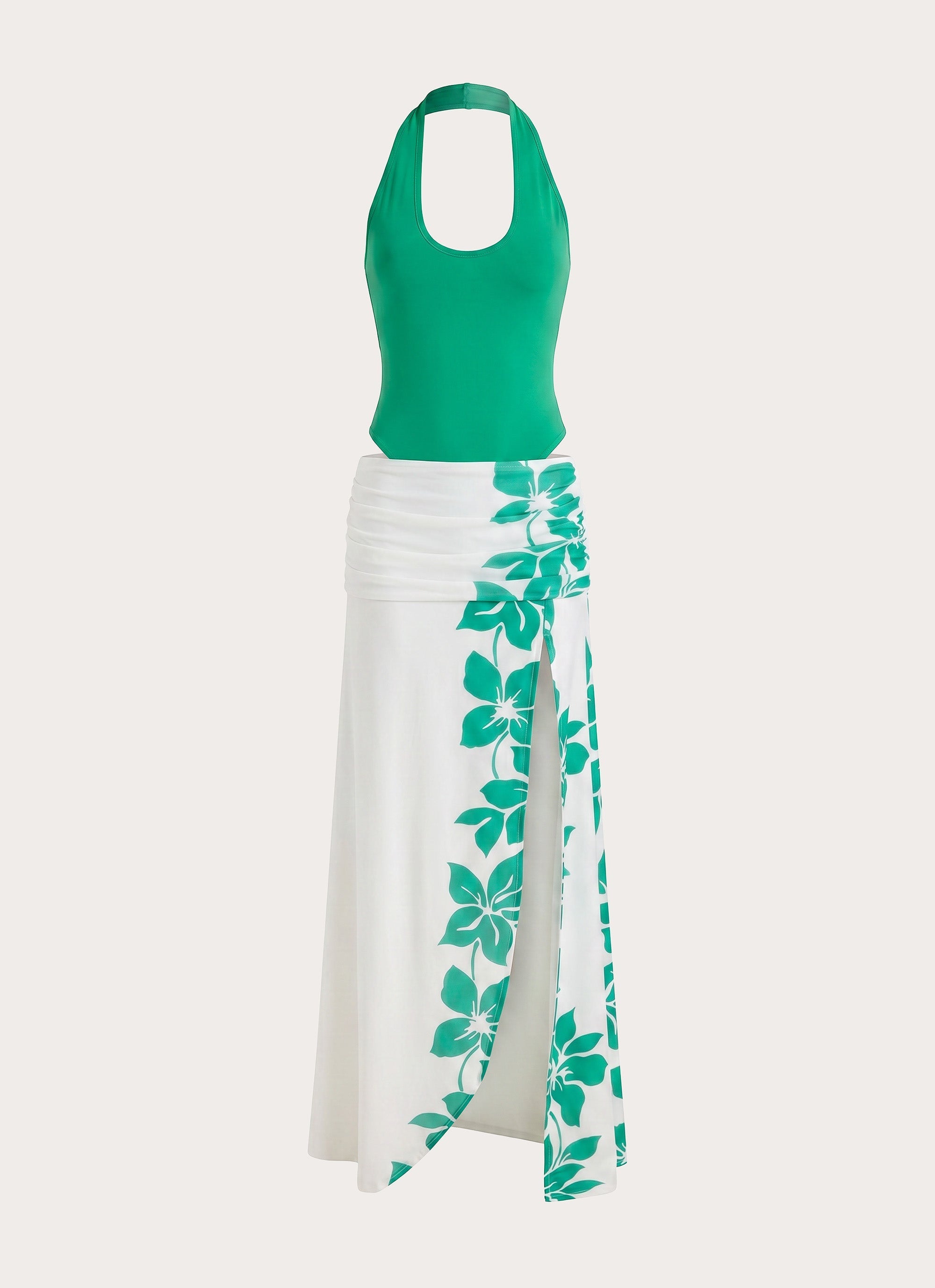 Sarinda Maxi Dress - Green White Tropic Floral Print
