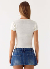 Sebastian Low Rise Denim Mini Skort - Blue Wash