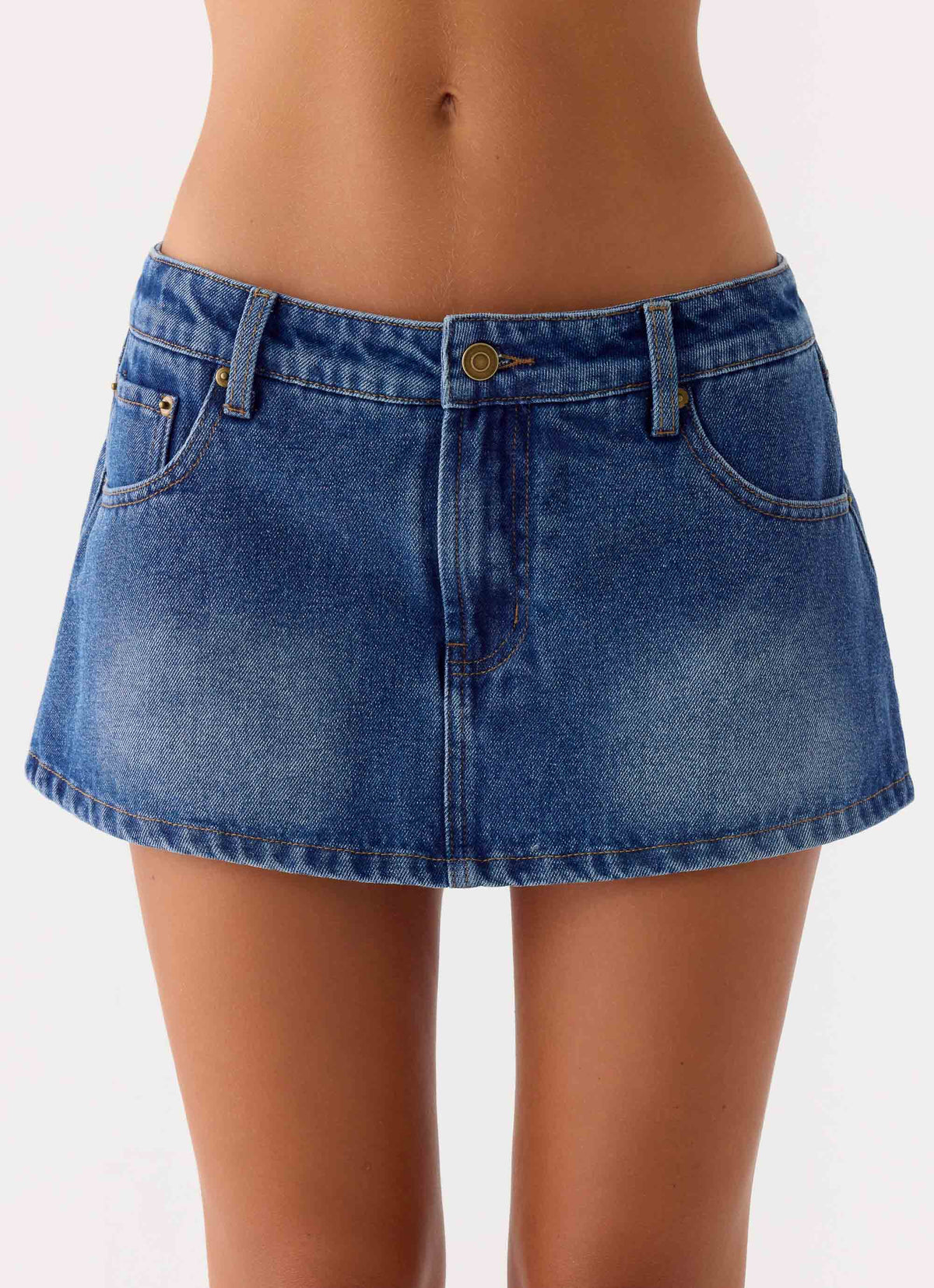Sebastian Low Rise Denim Mini Skort - Blue Wash