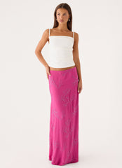 Secret Spot Maxi Skirt - Berry Kiss