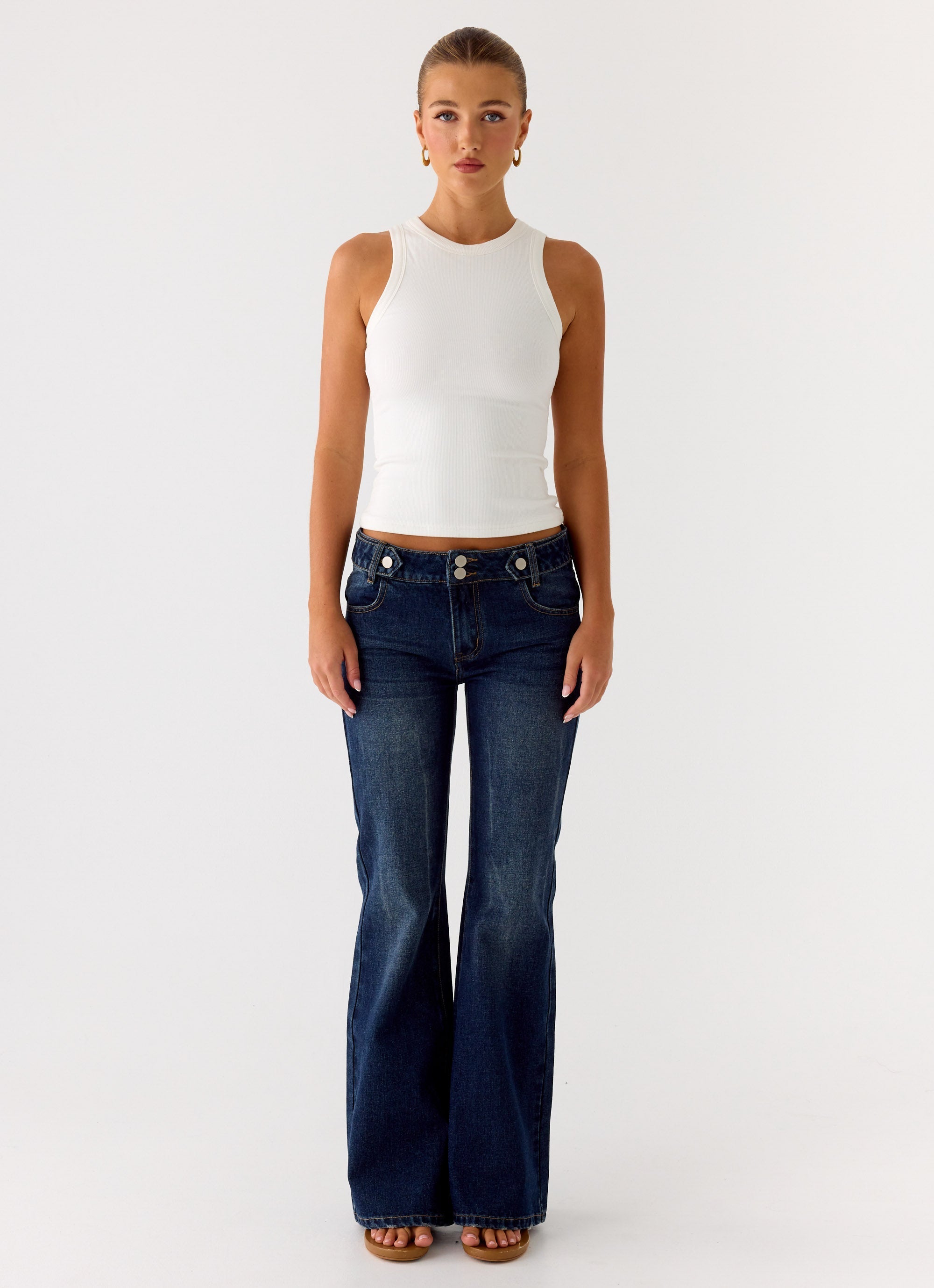 See Me Twice Ribbed Top - White