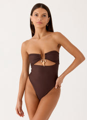 Selvina Strapless Swimsuit - Chocolate