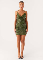 Seona Beaded Dress - Khaki