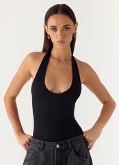 Set The Scene Halter Bodysuit - Black