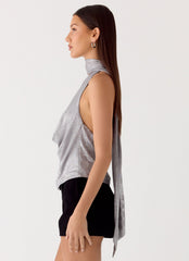 Shining Lights Cowl Top - Silver