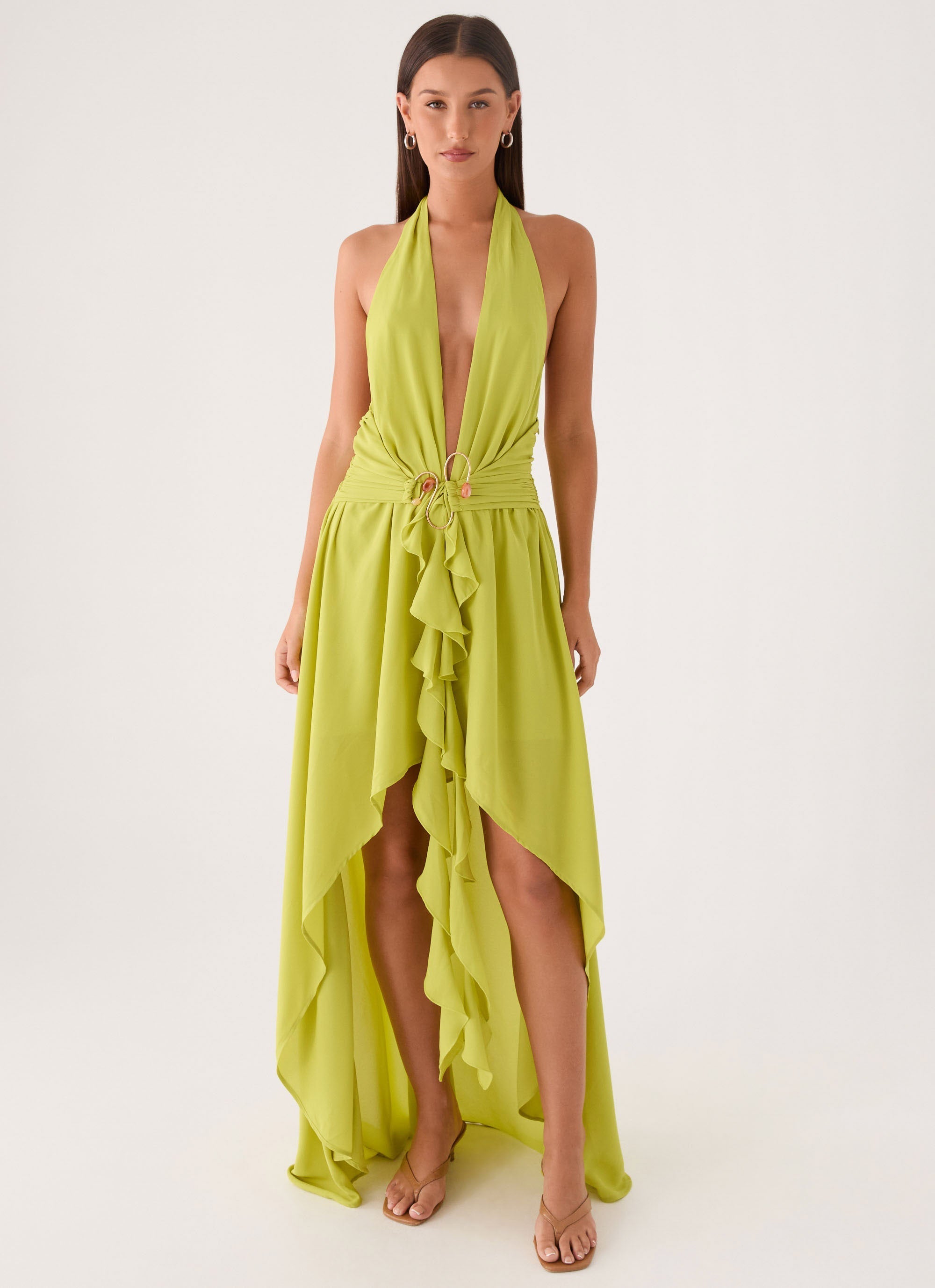 Sinead Halter Maxi Dress - Lime