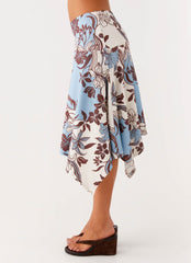 Skye Midi Skirt - Bluewood Blossom