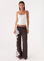 Sorena Low Rise Flared Pants - Chocolate Tropic Floral