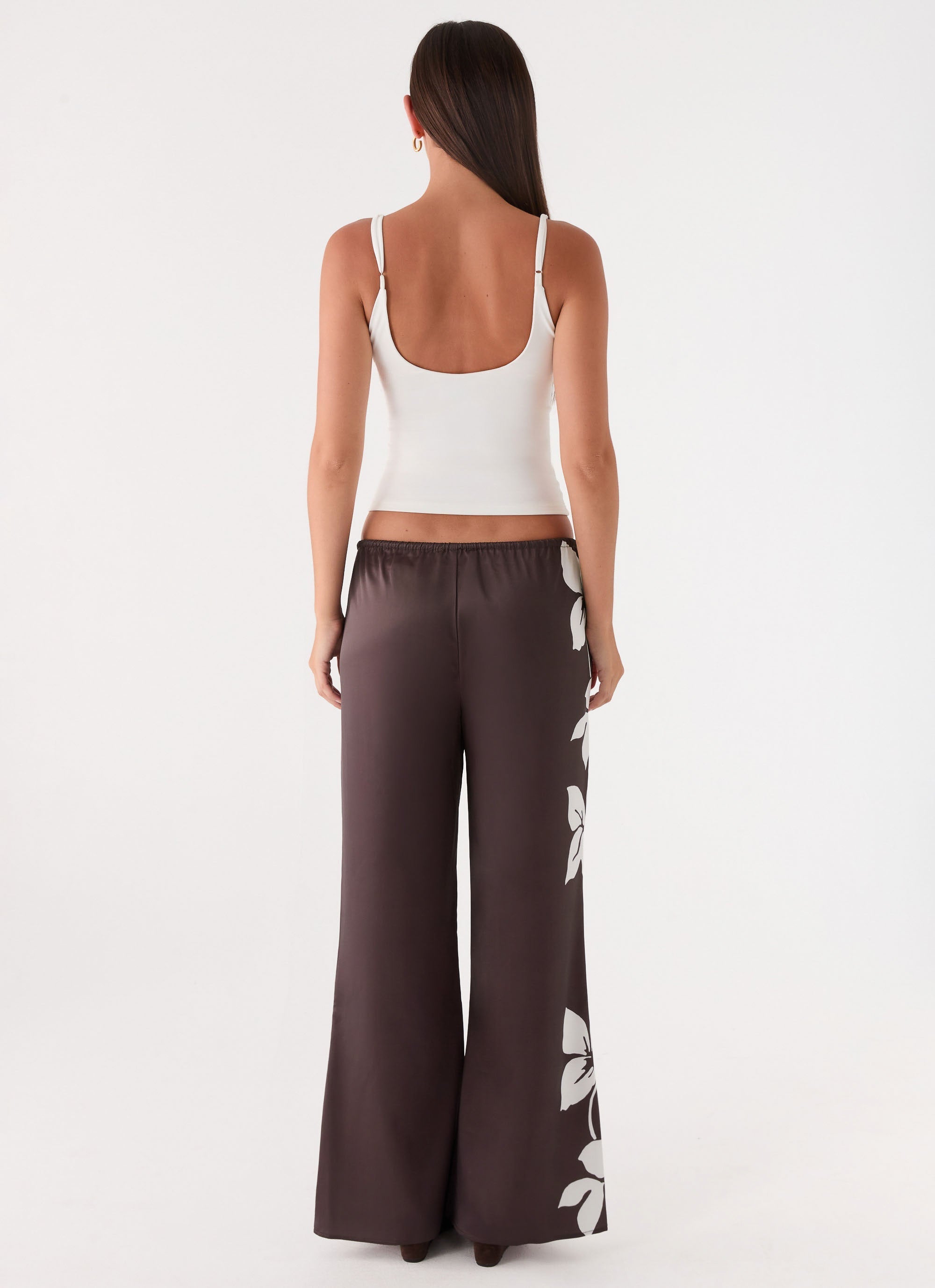 Sorena Low Rise Flared Pants - Chocolate Tropic Floral