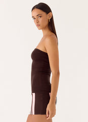 Straight Lines Knit Mini Dress - Chocolate