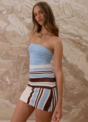 Straight Lines Mini Dress - Blue Stripe