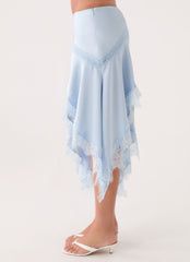 Suay Asymmetrical Midi Skirt - Blue