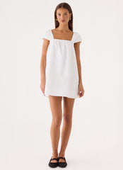 Sugar Blush Cotton Mini Dress - White