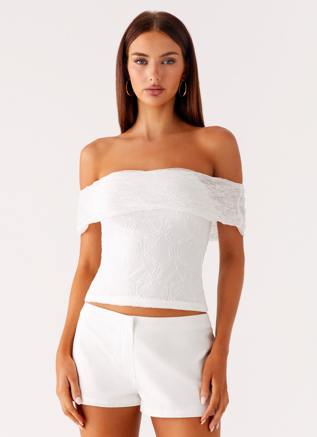 Tabby Off Shoulder Top - White