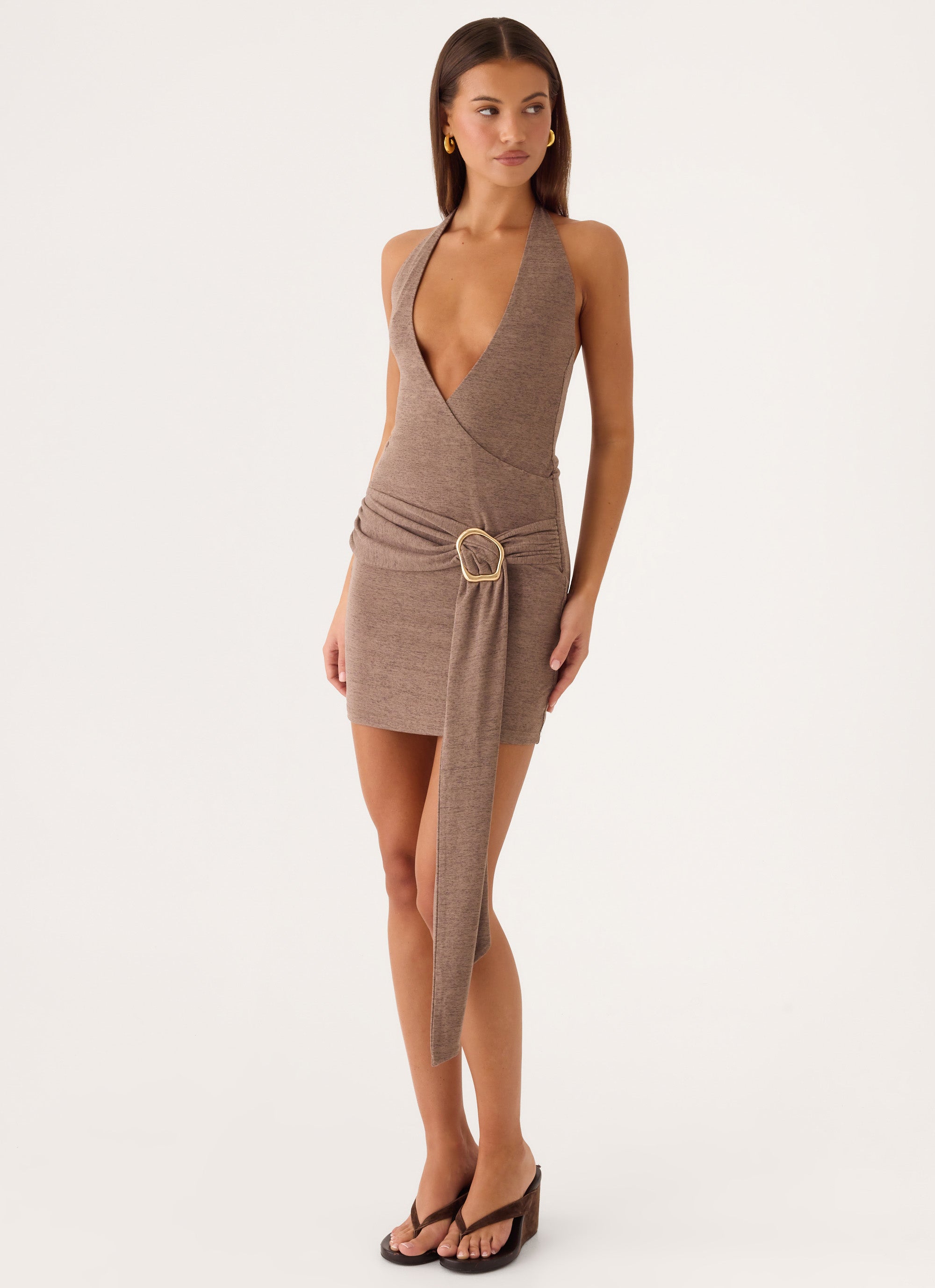 Talk To You Mini Dress - Taupe