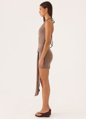 Talk To You Mini Dress - Taupe