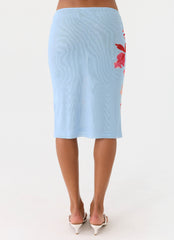 Tamia Midi Skirt - Blue Petal