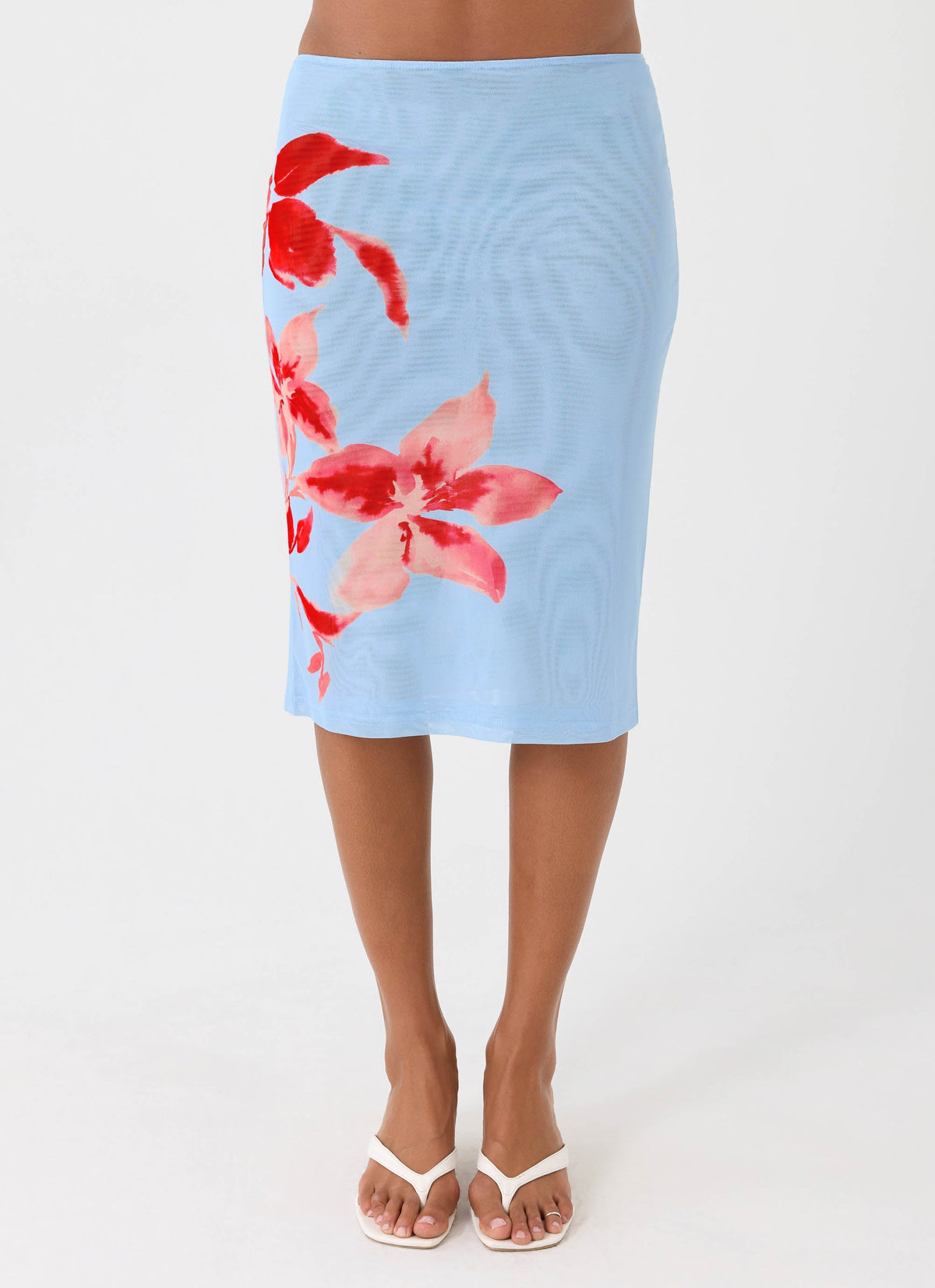 Tamia Midi Skirt - Blue Petal