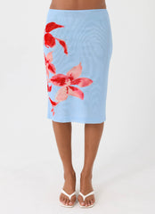 Tamia Midi Skirt - Blue Petal