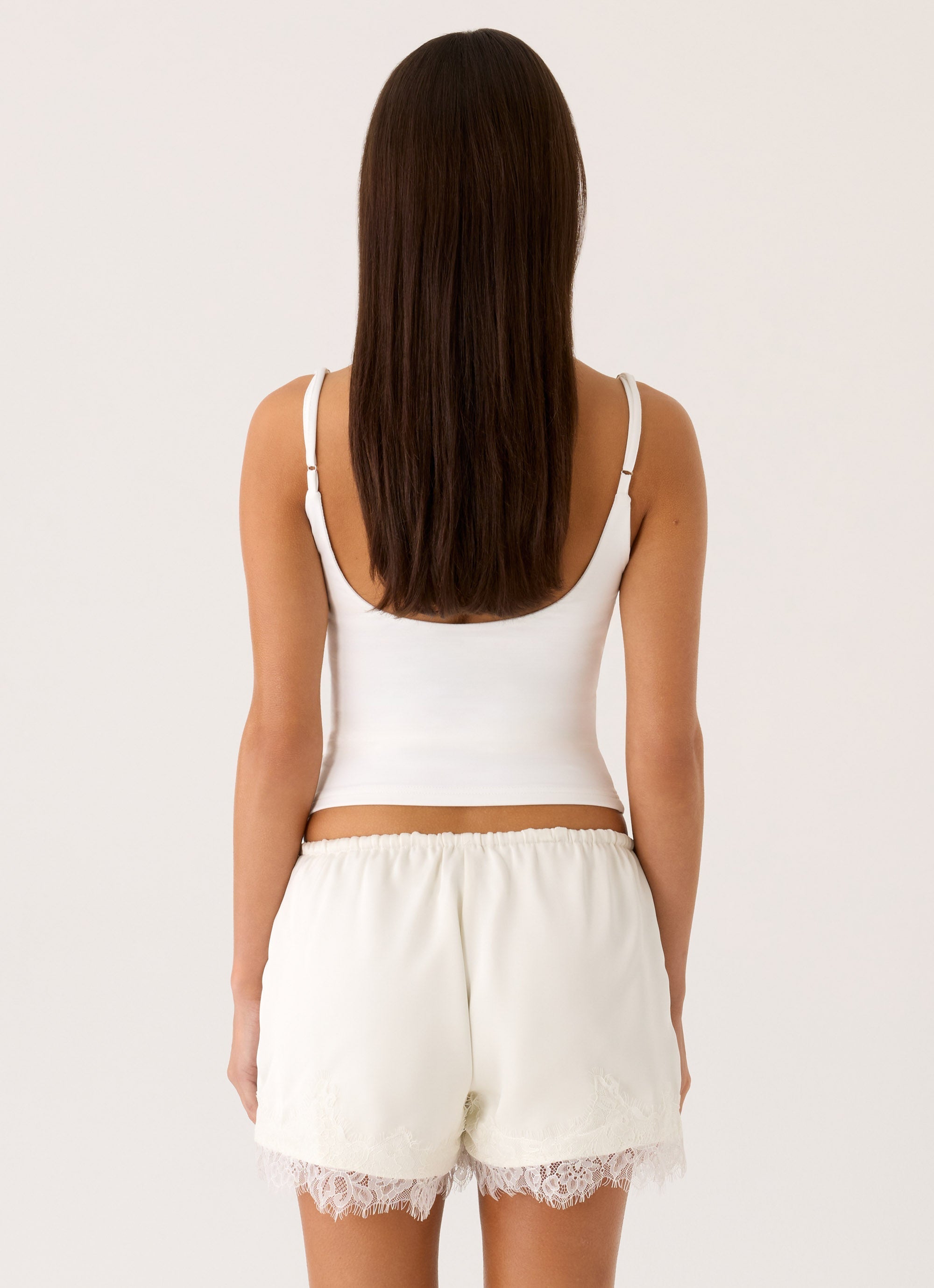 Tarina Lace Trim Mini Shorts - Ivory