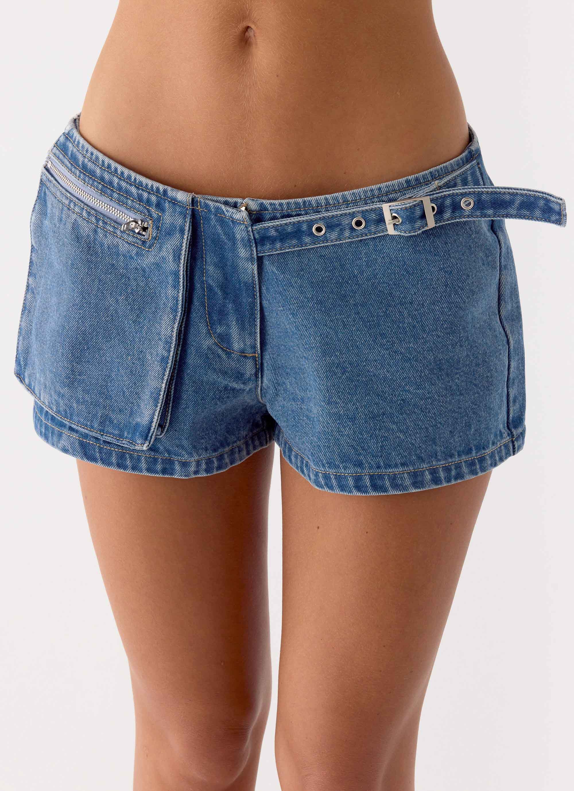 Tatina Denim Mini Shorts - Blue