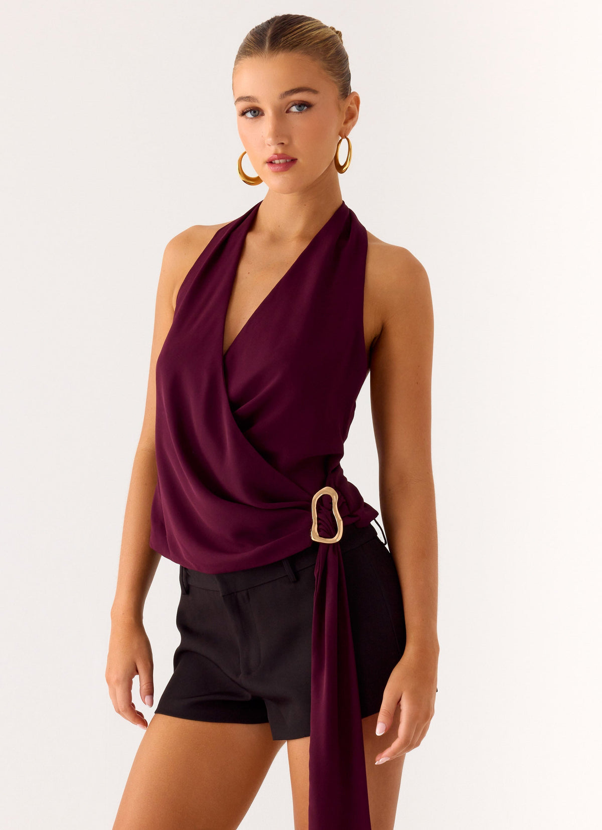Teaha Wrap Top - Plum