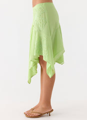 Teneika Beaded Flower Midi Skirt - Lime