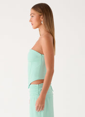 Tillie Corset Top - Aqua