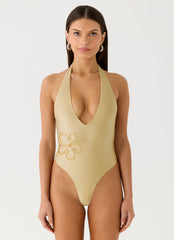 Trena Beaded One Piece Swimsuit - Olive