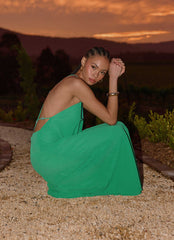 Tropic Muse Beaded Cowl Maxi Dress - Green