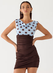 Times Two Mini Dress - Chocolate Dot