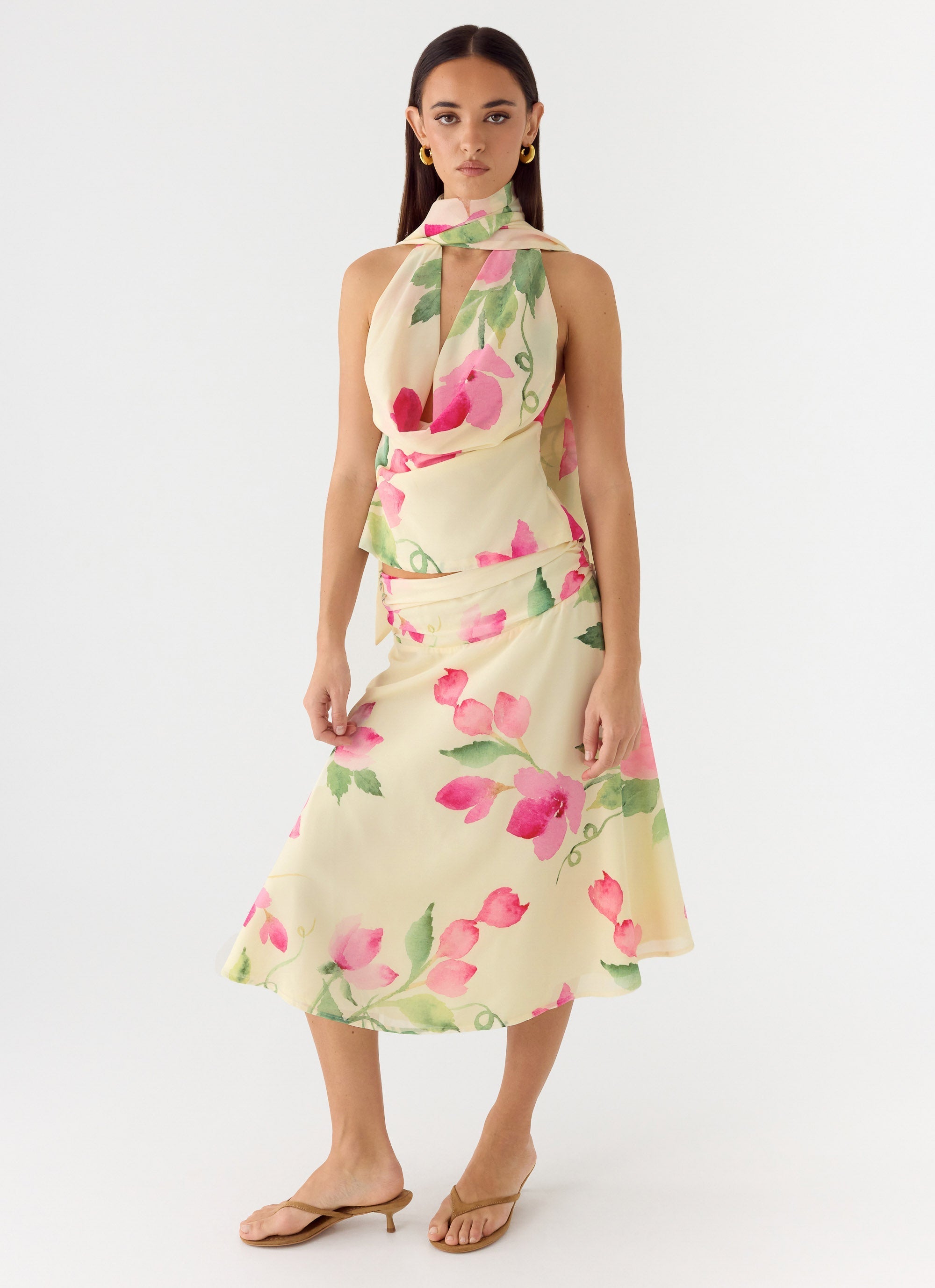 Valley Midi Skirt - Lemon Soleil
