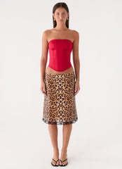 Vania Sequin Low Rise Midi Skirt - Shimmer Leopard