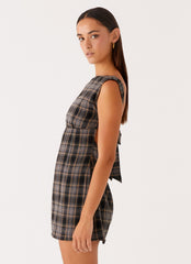 Vella Mini Dress - Brown Check