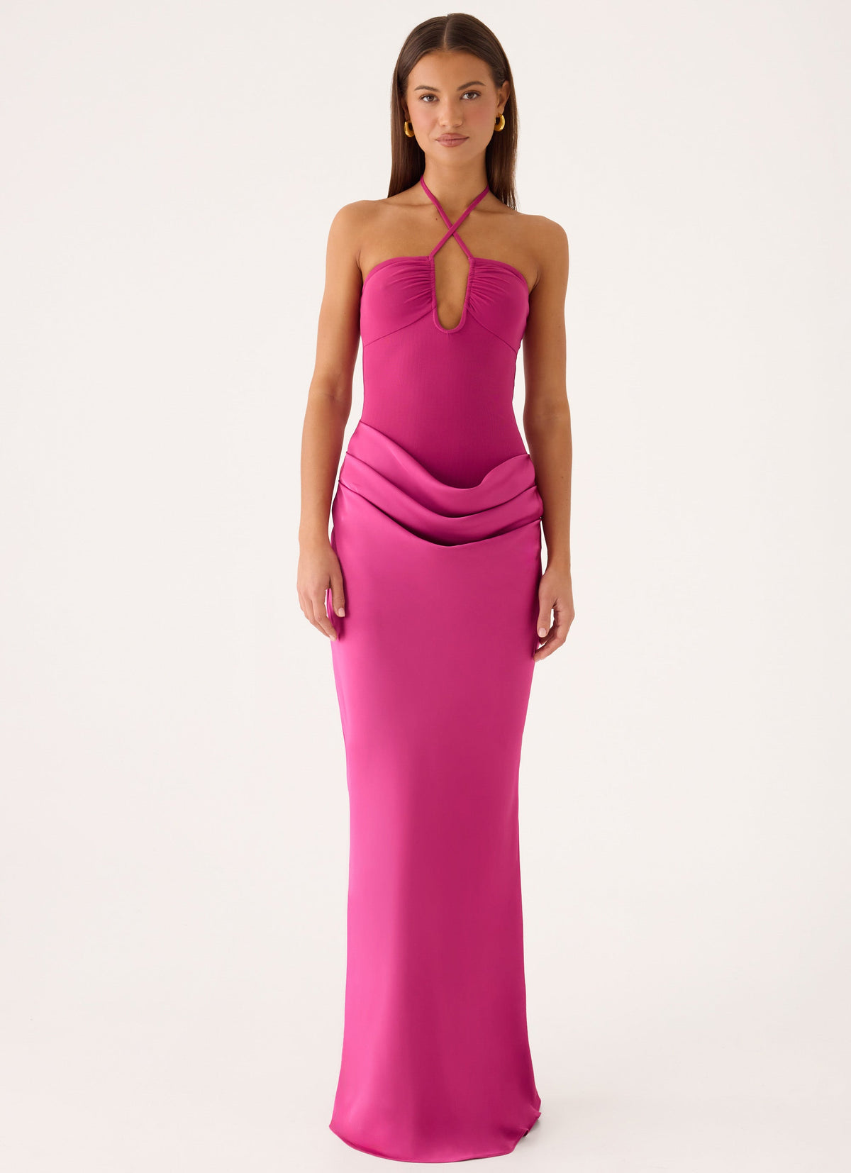 Verner Halter Maxi Dress - Berry