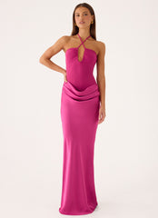 Verner Halter Maxi Dress - Berry