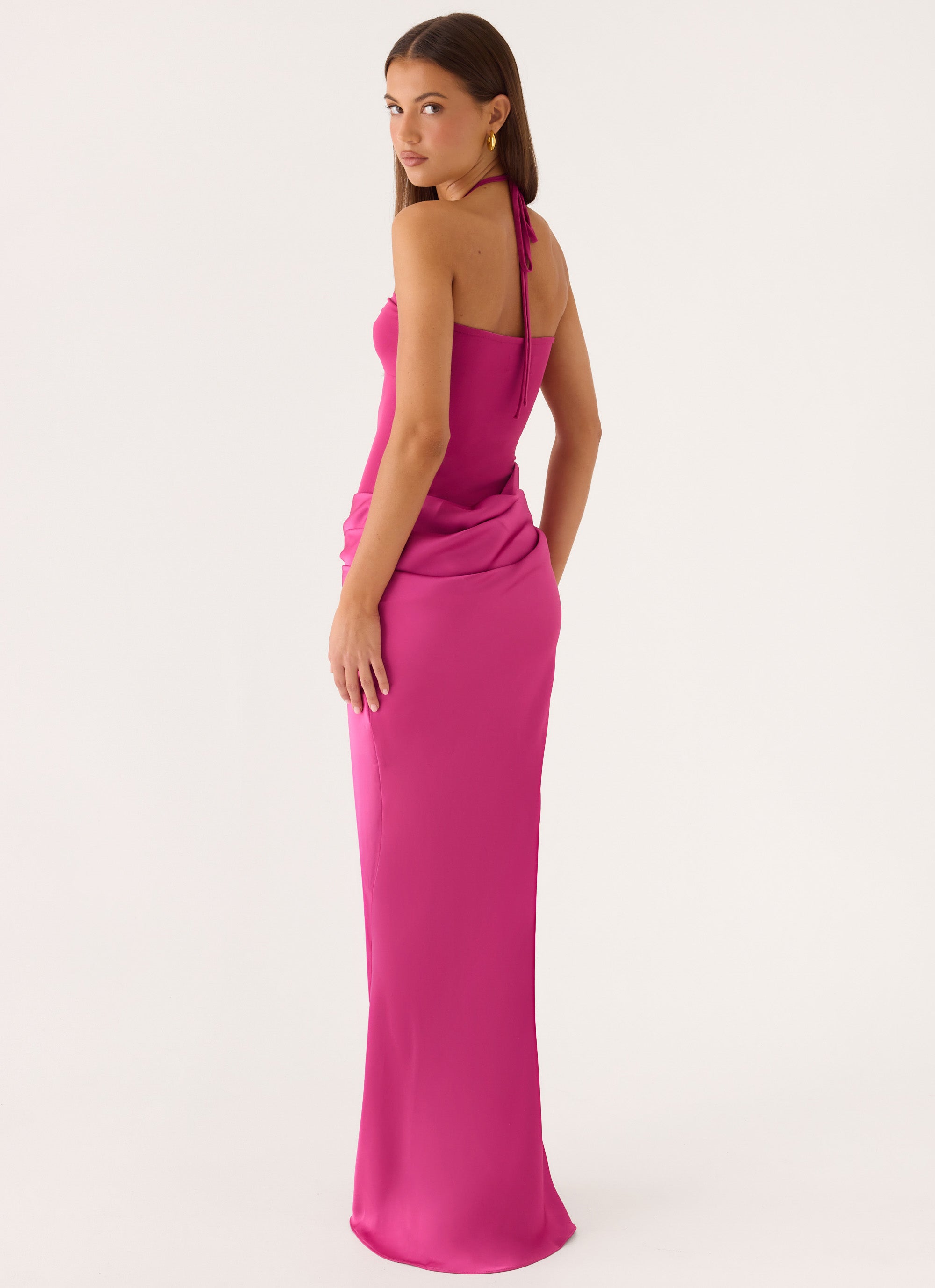 Verner Halter Maxi Dress - Berry
