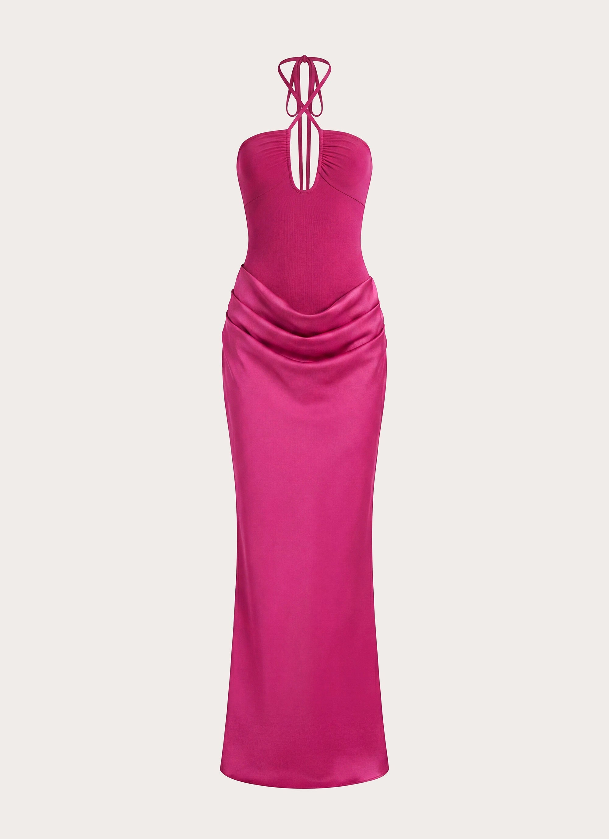 Verner Halter Maxi Dress - Berry