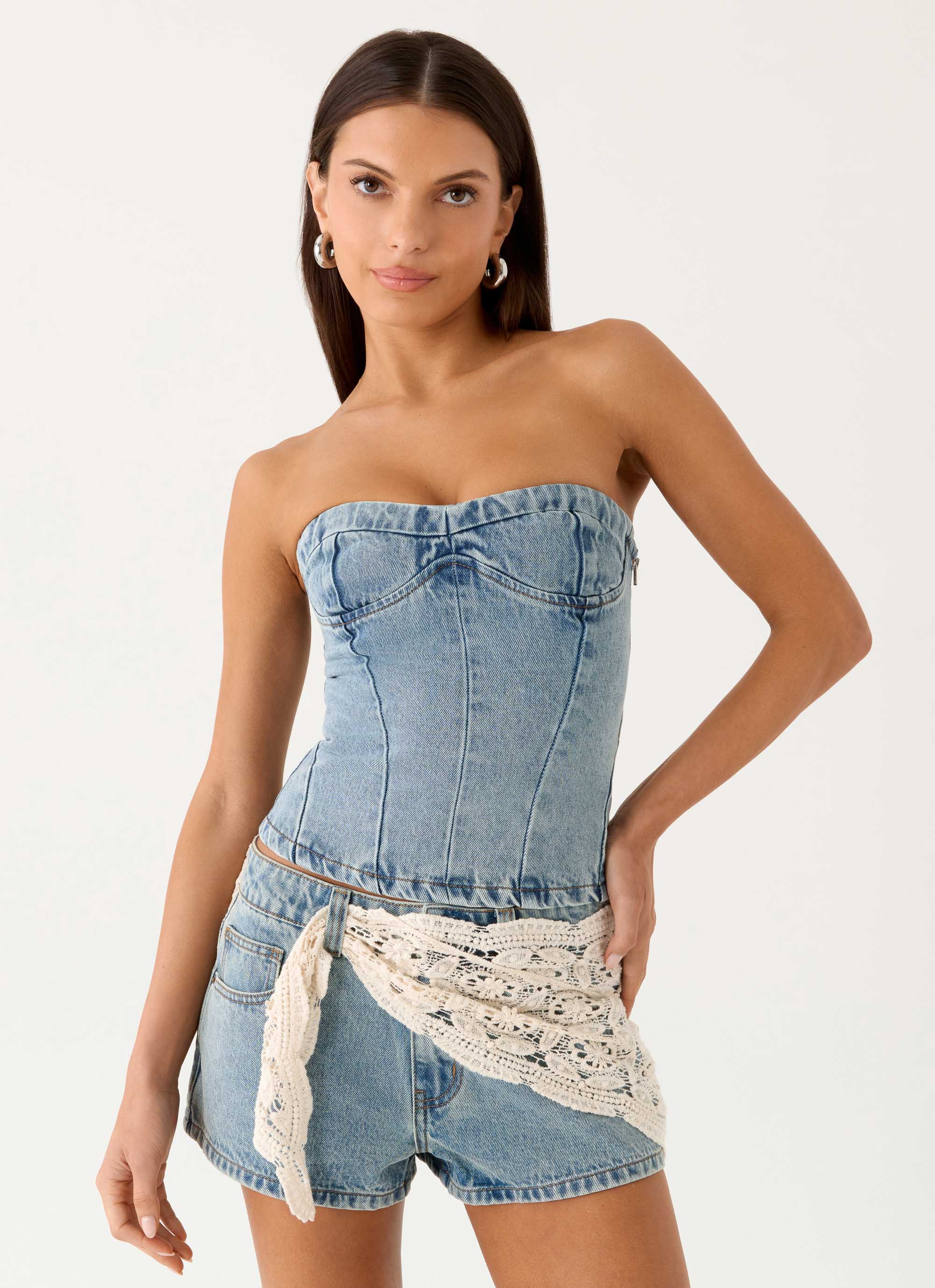 Vianna Denim Bustier Top - True Denim